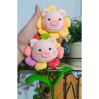 (Ảnh Thật) Bó hoa len hướng dương/hoa hồng/đầu thú/Thỏ mặt trờ - Handmade