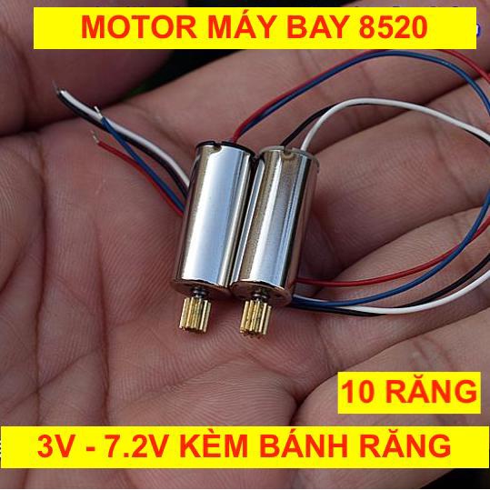2 motor máy bay mini coreless 8520 thuận nghịch kèm bánh răng dây đen trắng xanh đỏ 3.7V 51000 RPM - LK0388