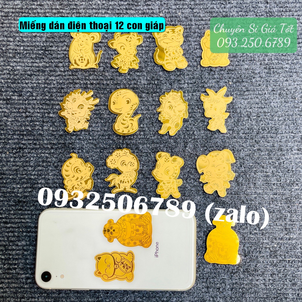🌟FREE SHIP🌟 Miếng Dán Điện Thoại Thần Tài Vàng và Mèo Thần Tài Vàng Hút Tài Lộc , 12 Con Giáp Dùng Dán Điện Thoại