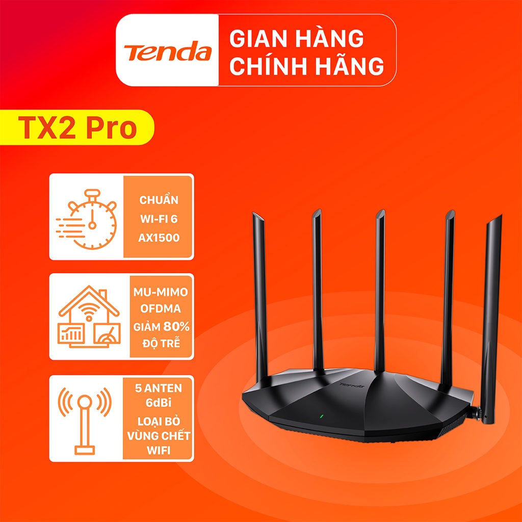 Tenda Thiết bị phát Wifi TX2 Pro Chuẩn Wifi 6 AX1500Mbps - Hãng phân phối chính thức | BigBuy360 - bigbuy360.vn