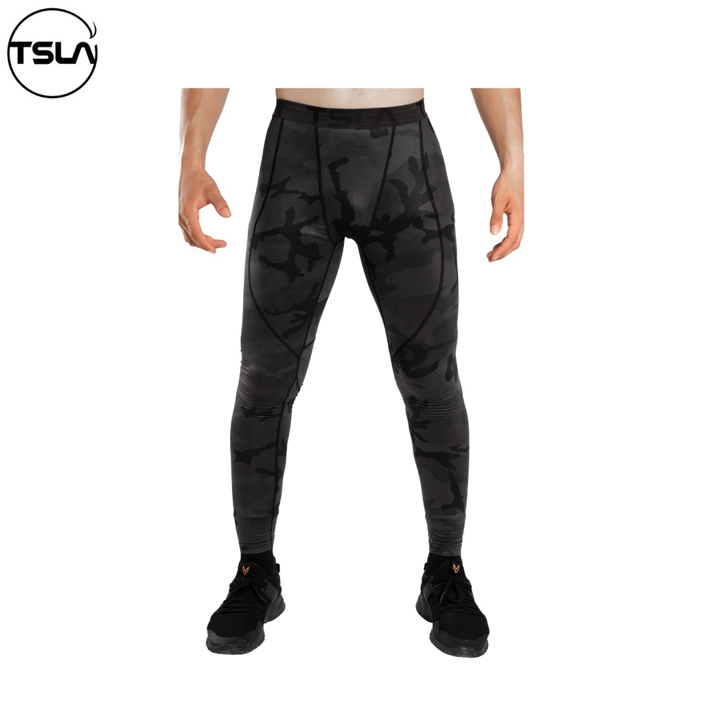 Quần giữ nhiệt nam combat pro TSLA lót lông cừu mỏng quần legging nam co giãn tập gym thể thao chạy bộ bóng rổ TSL1009