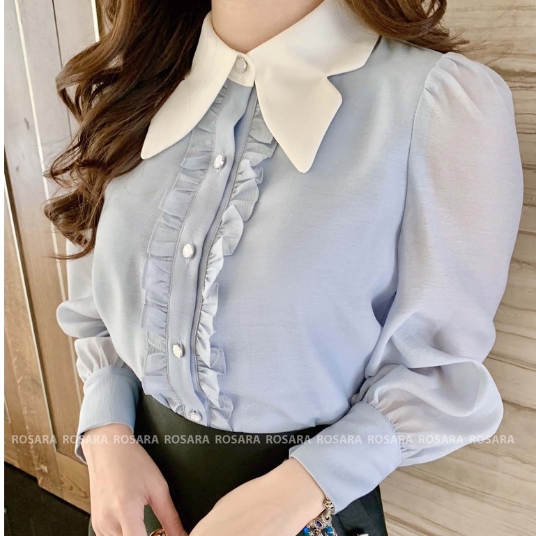 Áo Sơ Mi Công Sở Tiểu Thư Thời Trang Nữ Đính Nơ Điệu Sang Trọng Rosara SM206
