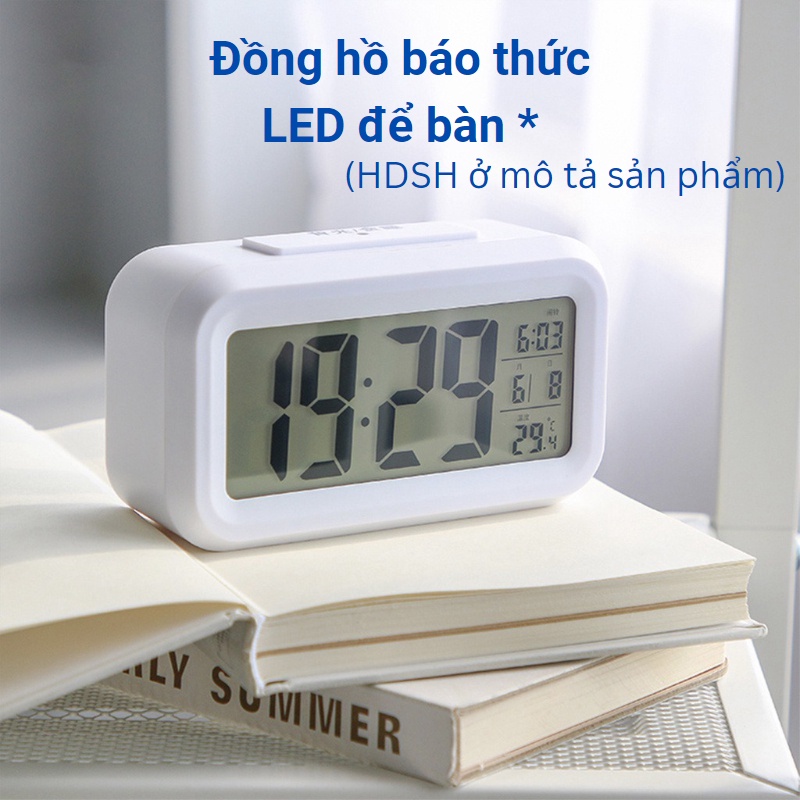 Đồng hồ LED để bàn hiển thị nhiệt độ, lịch, thời gian, hẹn giờ tự điều chỉnh ánh sáng