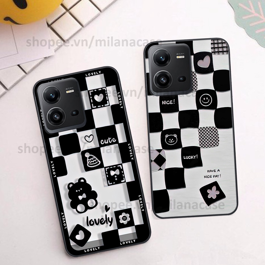 Ốp Vivo V25 5G / V25E in hình caro trái tim siêu đẹp, siêu nét đầy phong cách cá tính