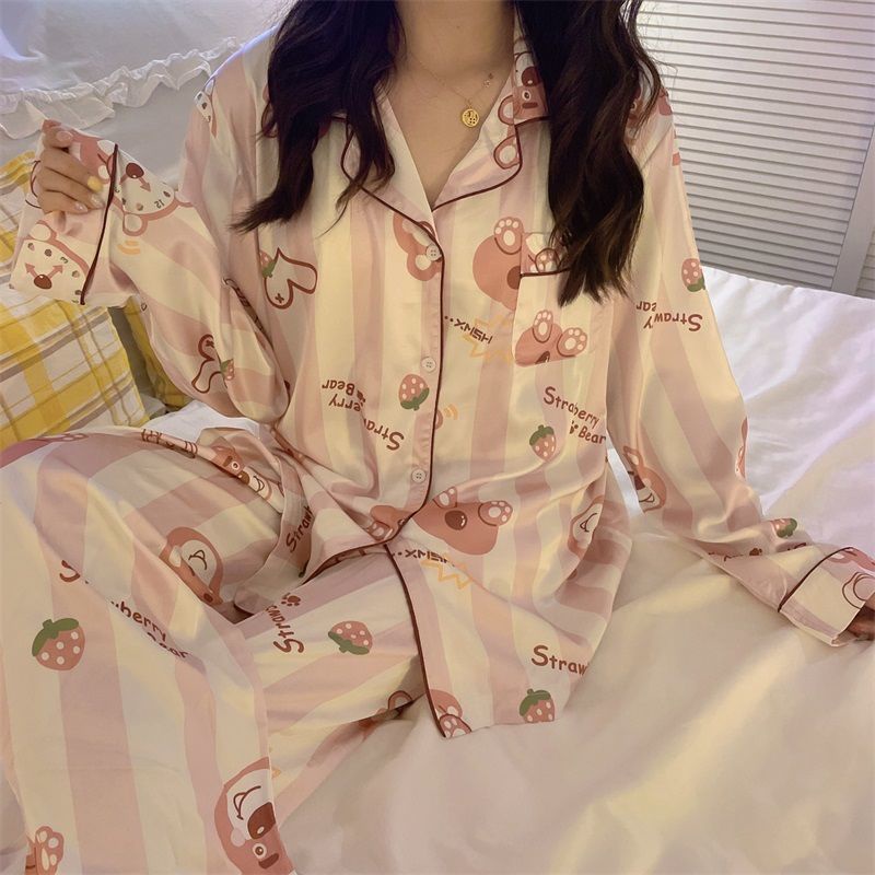 Bộ Đồ Ngủ Tay Dài In Họa Tiết Hoạt Hình Phong Cách Nhật Bản Dễ Thương Thời Trang Mùa Thu Cho Nữ