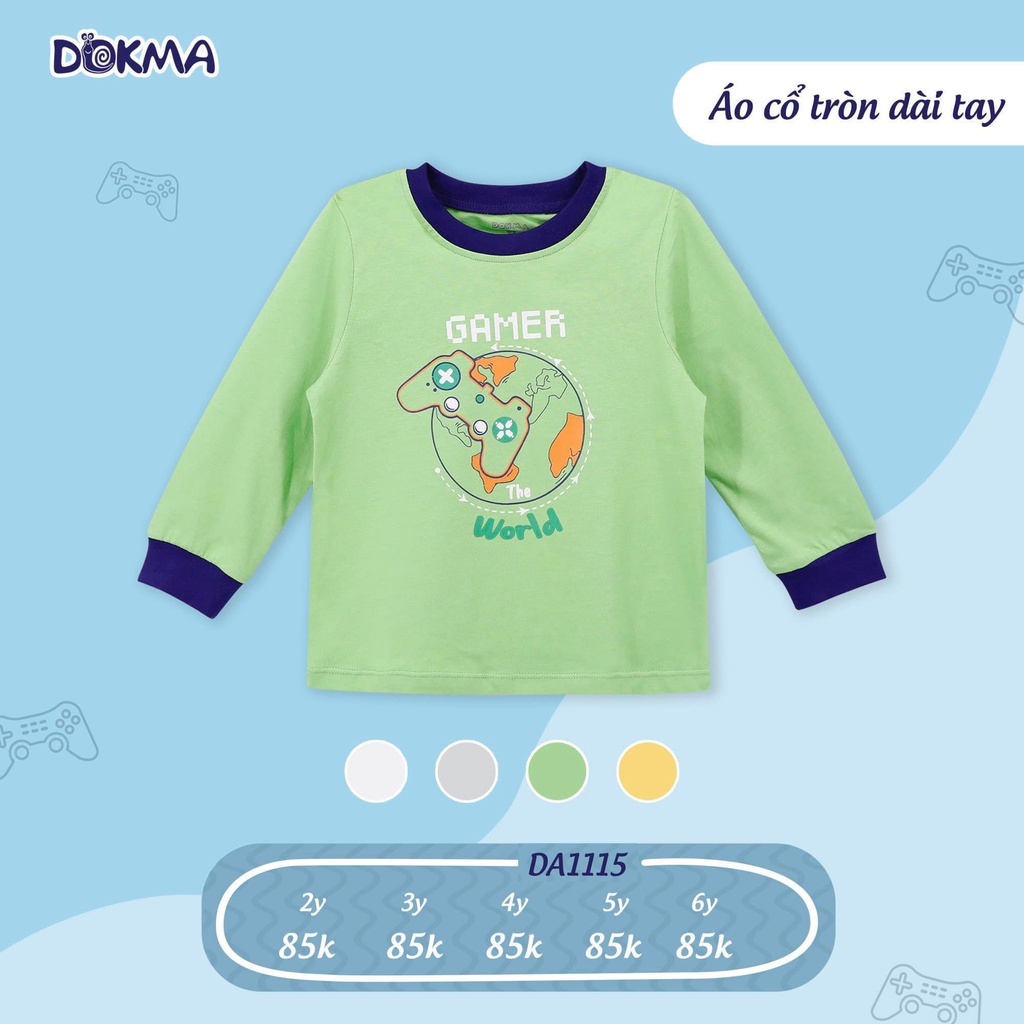 Áo dài tay cổ tròn bé Trai dokma DA1115 Size