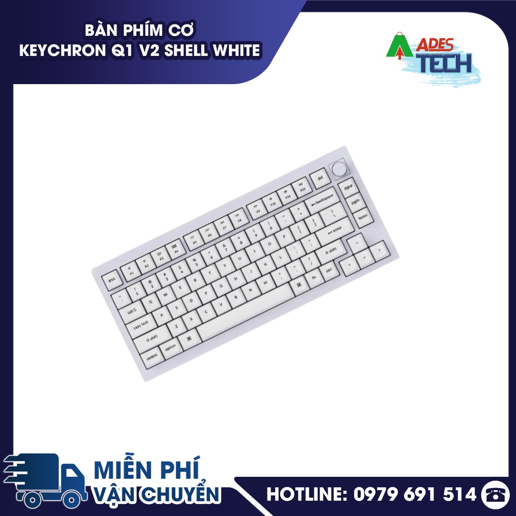 Bàn Phím Cơ Keychron Q1 V2 Shell White  - Bảo Hành 12 Tháng