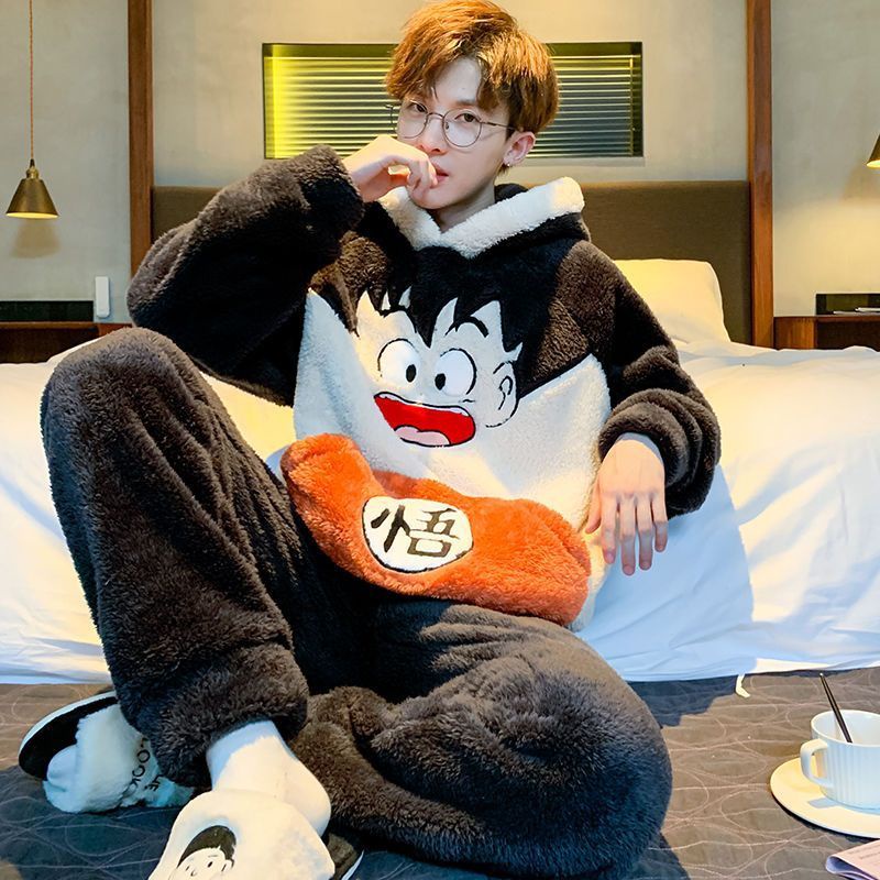 Bộ Đồ Ngủ Cotton Flannel Phong Cách Hoạt Hình Ấm Áp Và Thoải Mái Mặc