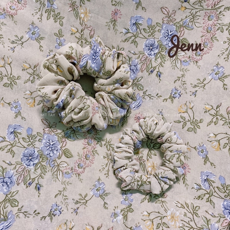 Dây Buộc Tóc Scrunchie Hoa Nhí Vải Voan Dây Cột Tóc Hoạ tiết Siêu Nhún Siêu To Style Hàn Quốc