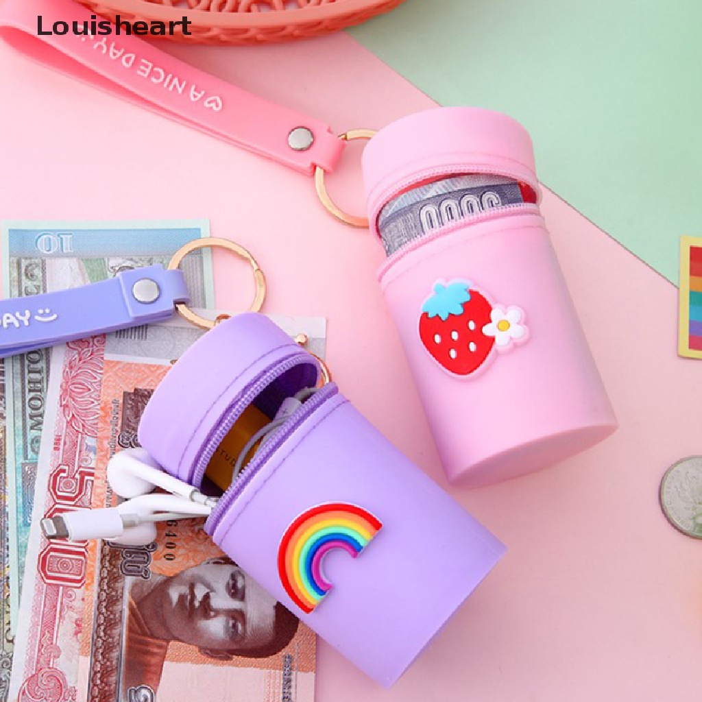 Túi Đựng Tiền Xu Bằng Silicon Họa Tiết Louisheart Dễ Thương Kèm Móc Khóa Tiện Dụng Cho Nữ