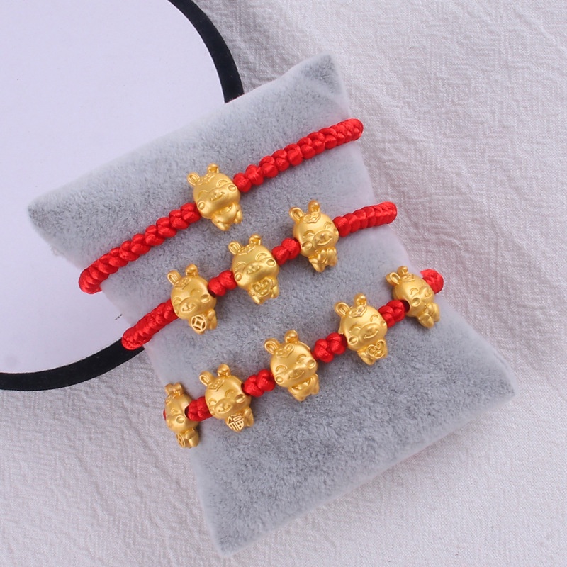 Vòng Tay Dây Đỏ May Mắn Mặt Hình Thỏ May Mắn Phong Cách Trung Hoa Làm Quà Tặng Năm Mới