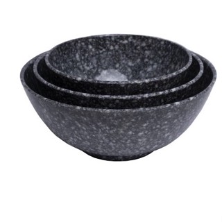Chén - Tô - Dĩa - Muỗng - Ly nhựa melamine màu vân đá đen cao cấp đựng phở đựng bún mì kích thước to không độc hại