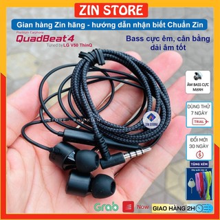 Tai nghe LG V40, V50 ThinQ Chính Hãng, Quadbeat 4 (Jack chữ L), Bass ấm cực phê - Tặng kèm dây quấn bảo vệ