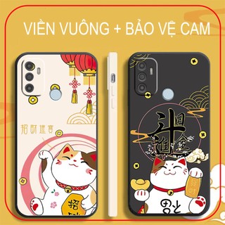 Ốp Lưng Cạnh Vuông, Bảo Vệ Cam. Oppo A53 / A57 2022 4G Mèo Thần Tài May MẮn