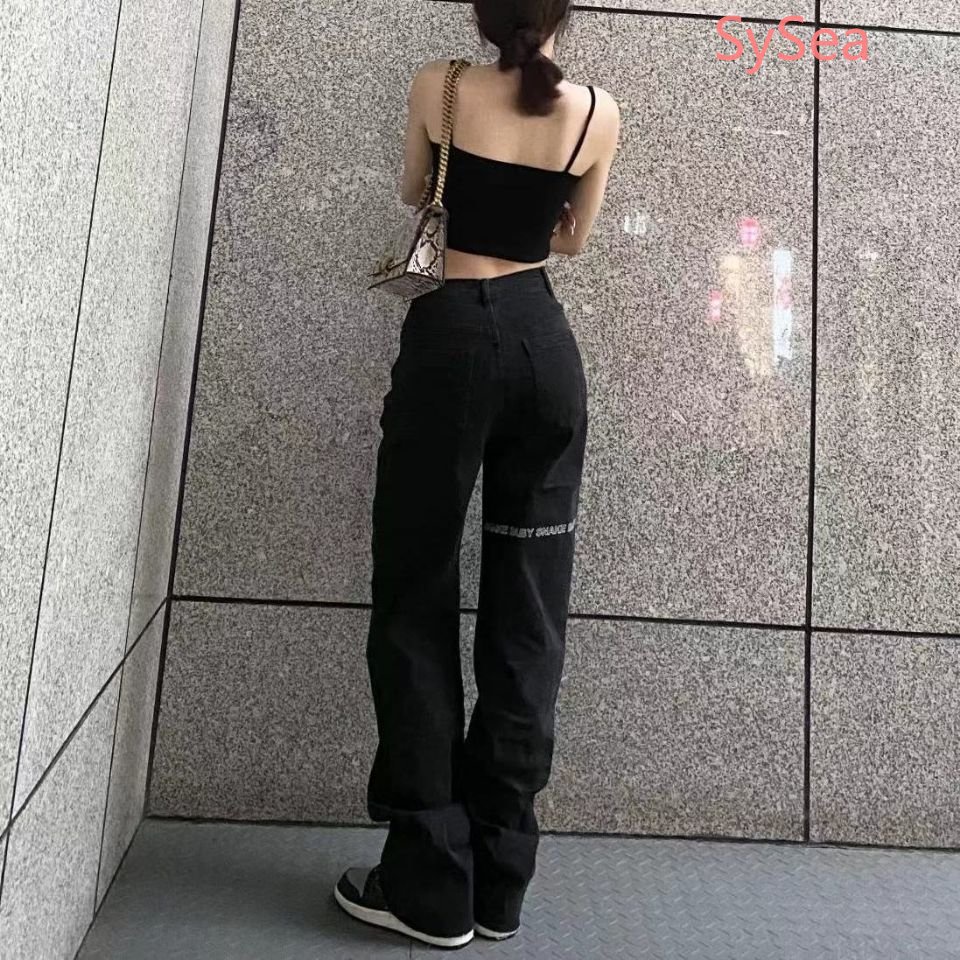 Quần Jeans In Chữ Phong Cách Đường Phố Hàn Quốc Cá Tính Dành Cho Nữ