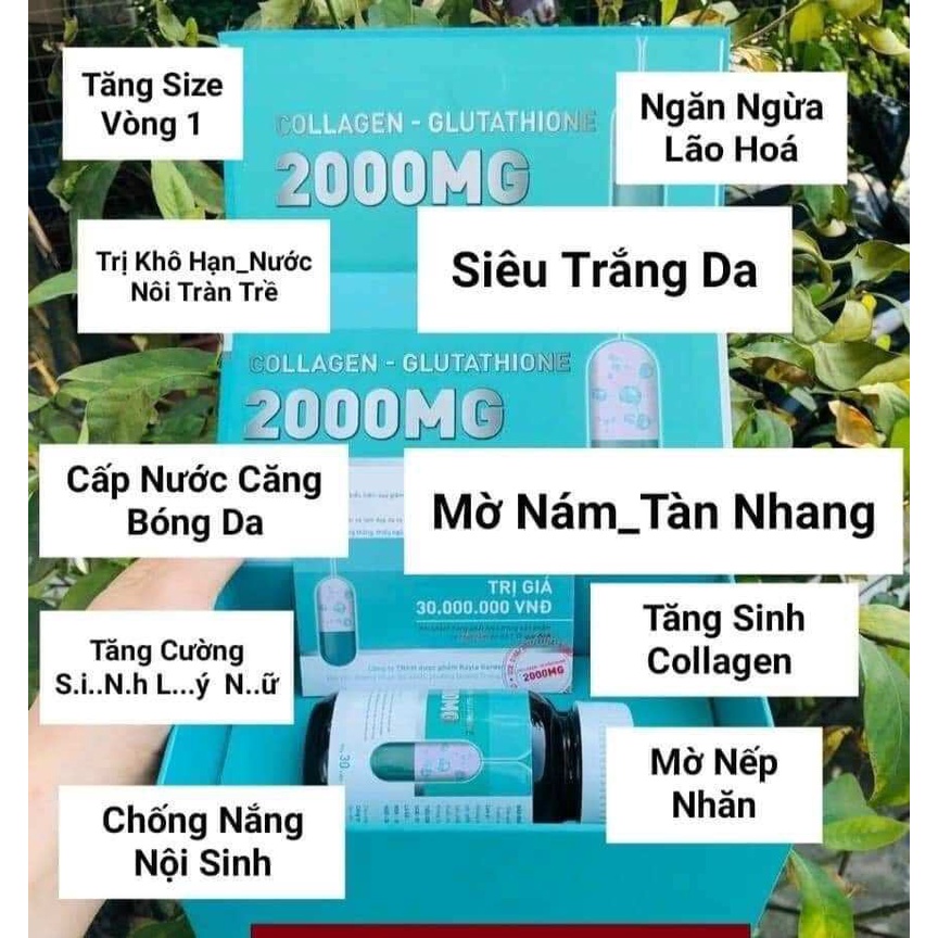 Viên Uống Trắng Da Glutathione 2000 Mờ Nám xám,cân bằng nội tiết tố, Đẹp Da, dưỡng trắng da,trắng toàn thân