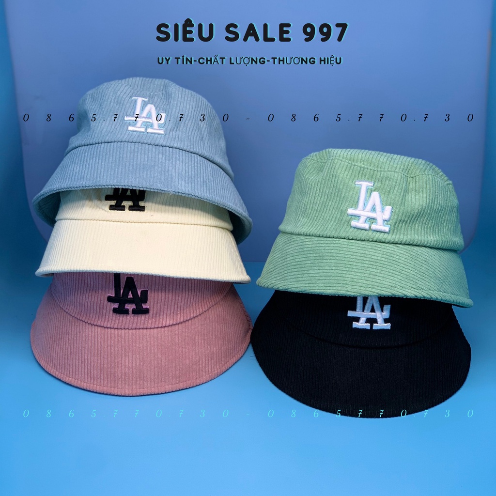 MŨ VÀNH CỤP CHẤT NỈ GÂN THÊU L.A, PHÍA SAU THÊU LOGO VUÔNG M.L.B NHIỀU MÀU CAO CẤP