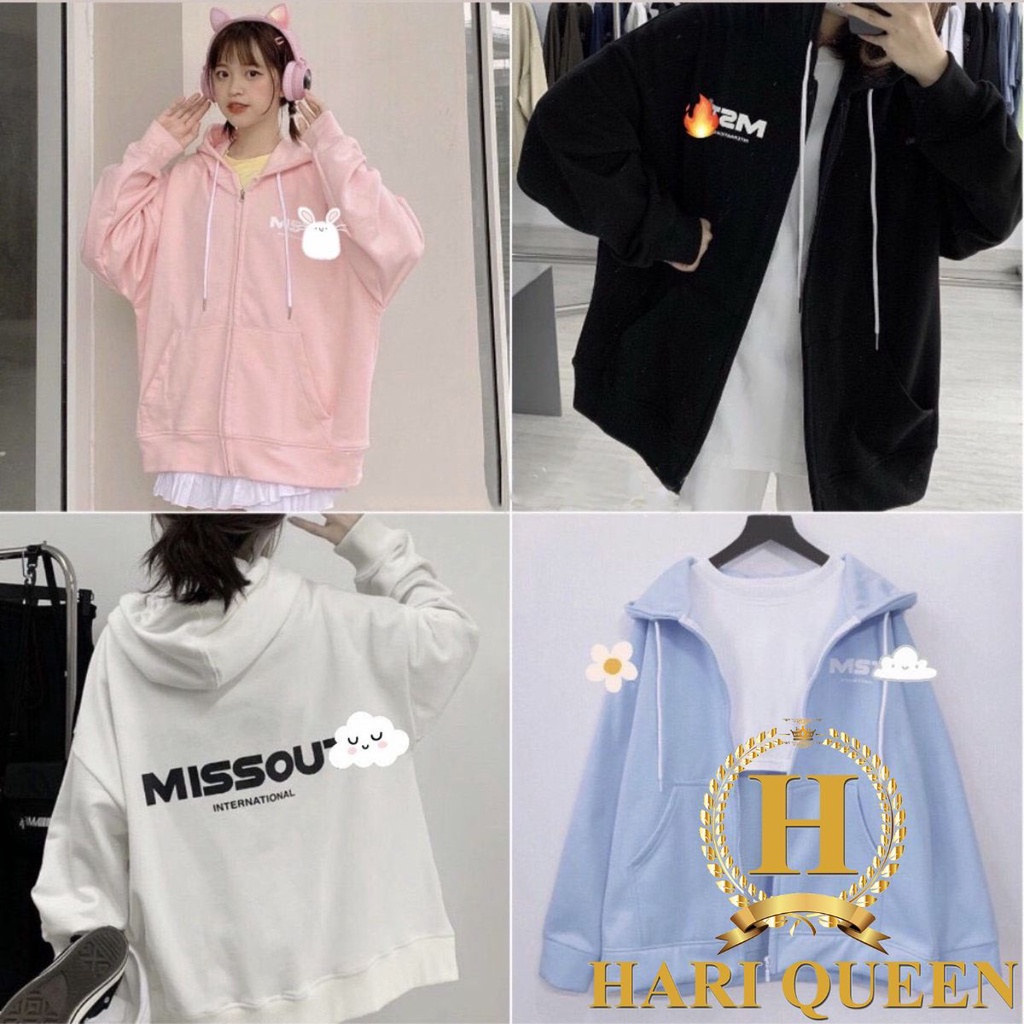 Áo khoác nỉ MISS.OUT phong cách Ulzzang Unisex HARIQUEEN