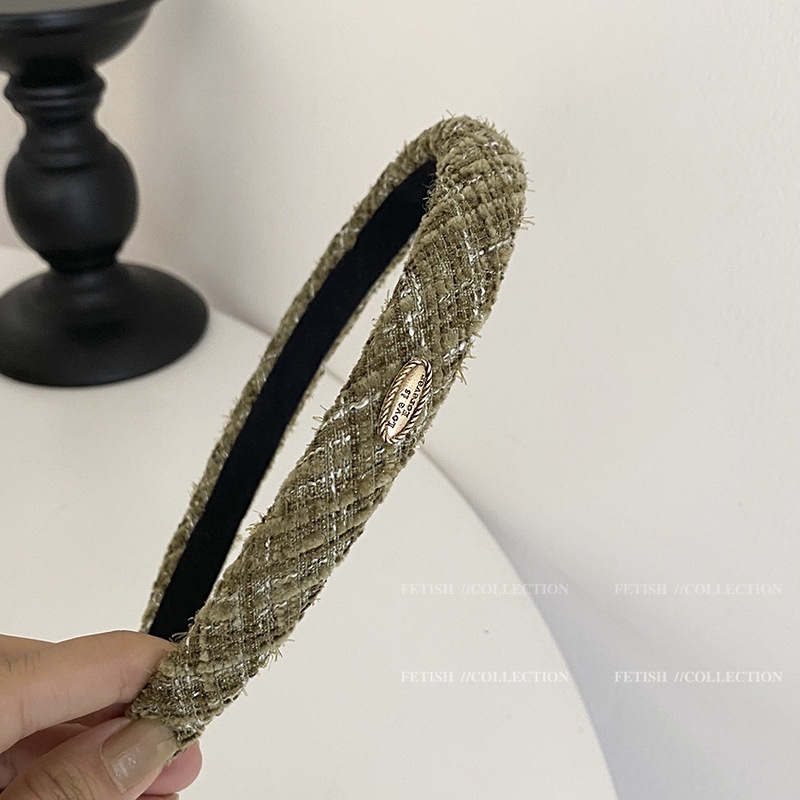 Băng Đô Cài Tóc Vải Tweed Phong Cách Retro Pháp Mới 2022 Cho Nữ