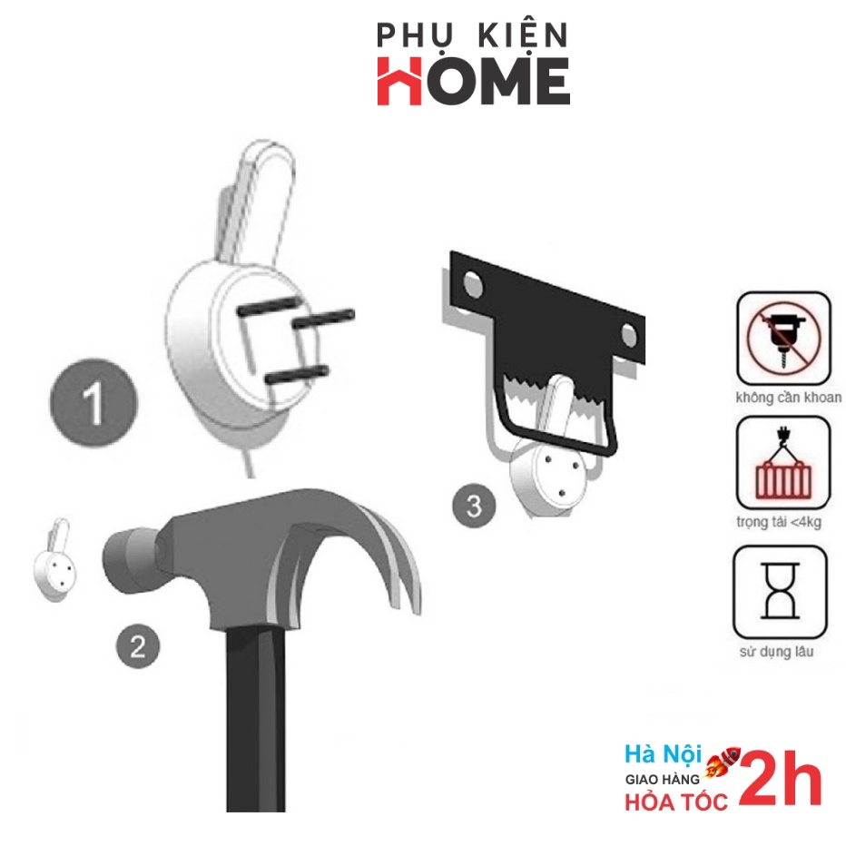 Bộ 10 Chiếc Đinh Nhựa 3 Chân Đóng Tường, Móc Nhựa Treo Tranh Ảnh Tiện Dụng, Giá Rẻ. Phụ Kiện Home 2220Set10