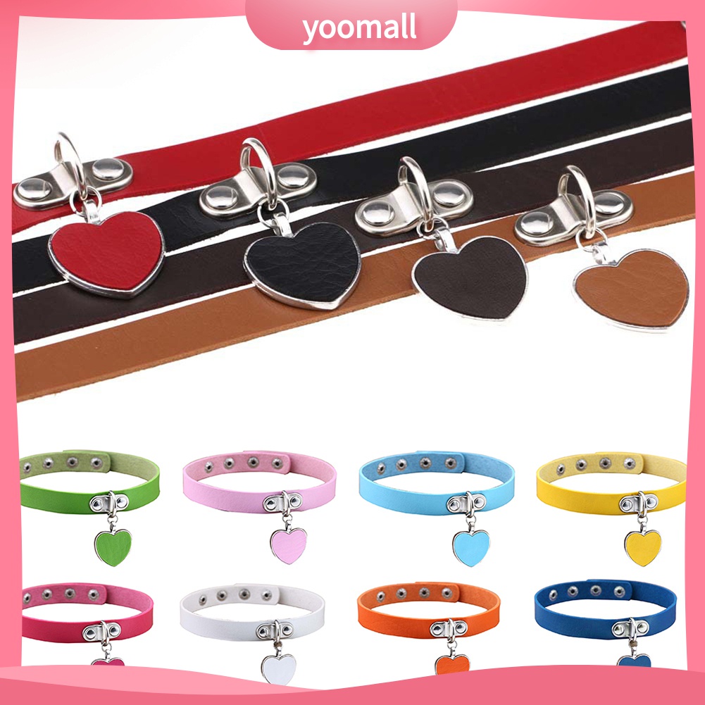 Vòng Cổ Choker Giả Da Mặt Trái Tim Phong Cách Gothic Punk