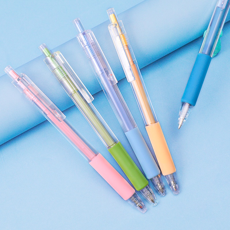 Bút Bi Bấm Trong Suốt mực gel siêu sang MACRON Ngòi 0.5mm Mực đen