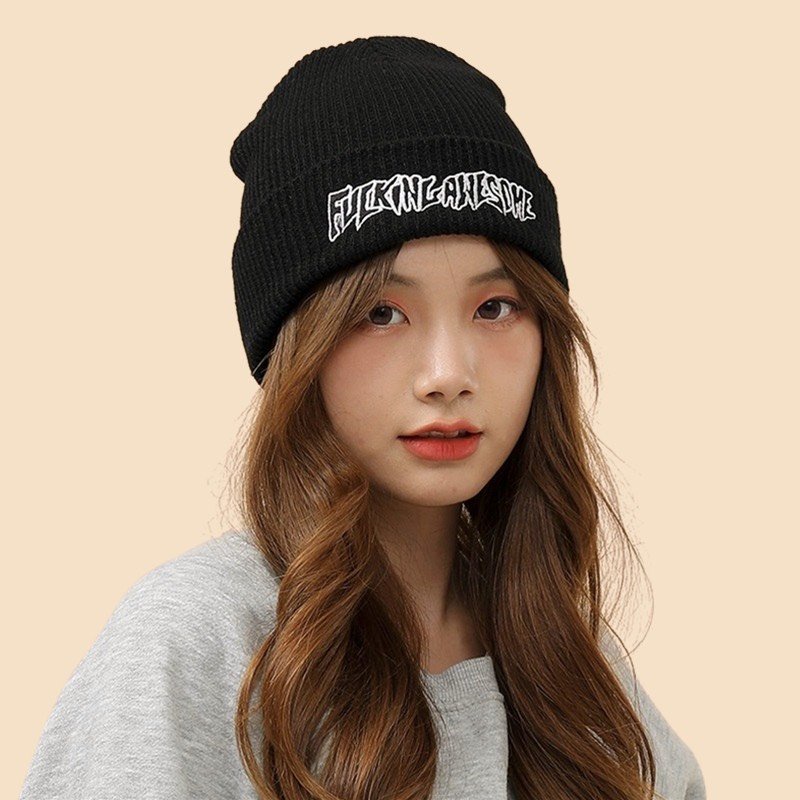 Mũ Len Gân In Chữ Phong Cách Hip Hop, Nón Len Hàn Quốc Nam Nữ Đẹp Cao Cấp Mùa Đông