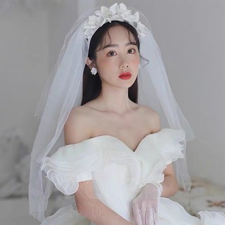Bờm hoa voan lúp cô dâu lưới mắt cáo