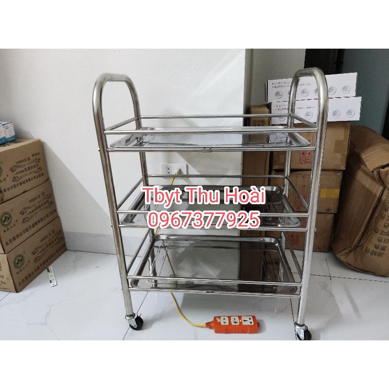 Xe tiêm đẩy inox 2 tầng- 3 tầng- Thiết bị phòng khám