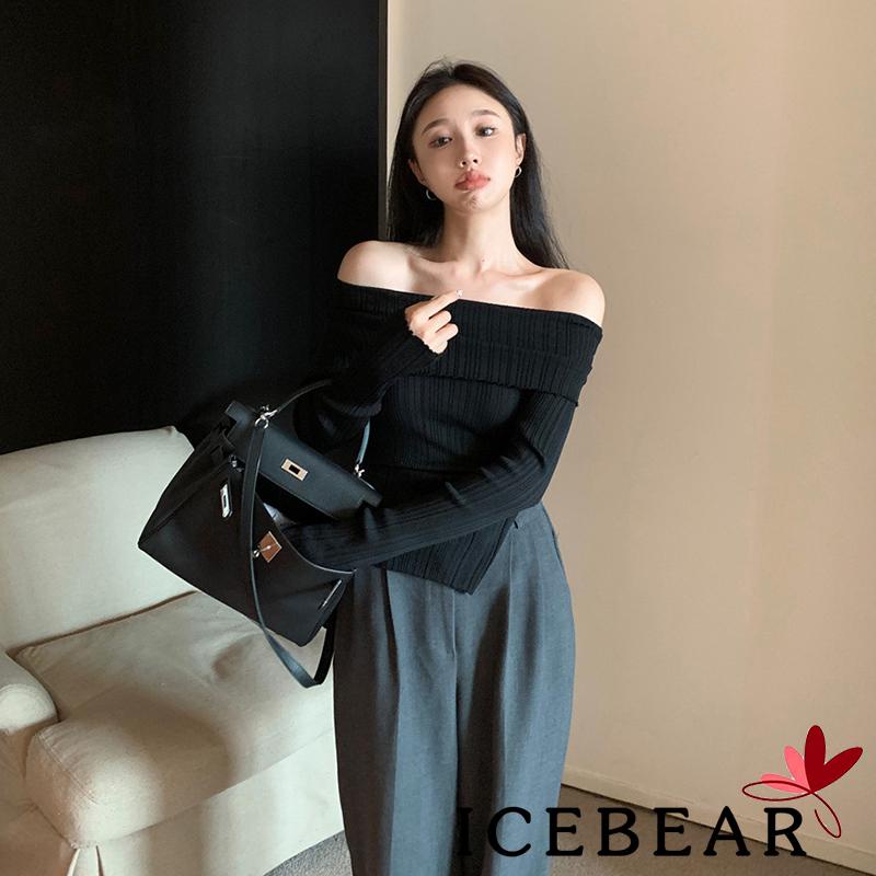 Áo Dệt Kim Nữ Dài Tay Trễ Vai Màu Sắc Ngọt Ngào