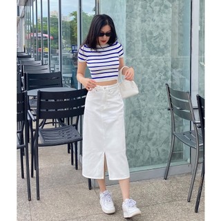 Chân váy jean dáng dài 4 màu - Ảnh Shop Chụp