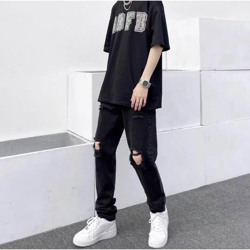 Quần jean rách gối FOG streetwear Quixotic