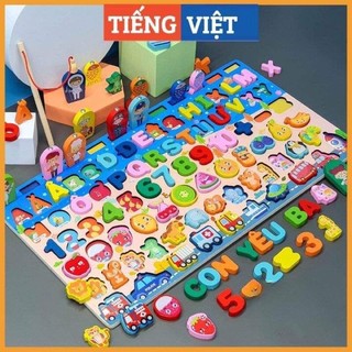 Bộ đồ chơi câu cá gỗ kèm bảng chữ cái cho bé 6in1