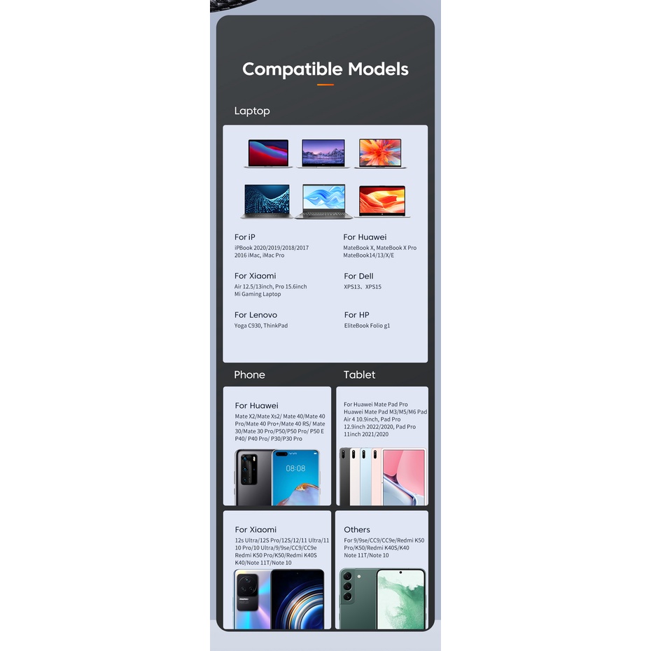 Cáp Sạc Nhanh Toocki 240W USB C QC4.0 Pd Cho Laptop / Máy Tính Bảng / Điện Thoại