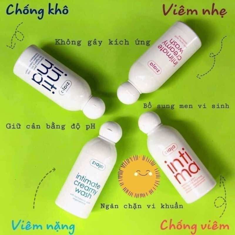 Dung dịch vệ sinh phụ nữ Intima Ziaja 200ml - 500ml hết ngứa rát khí hư dưỡng ẩm, gel nước phụ khoa cho bé gái nam giới