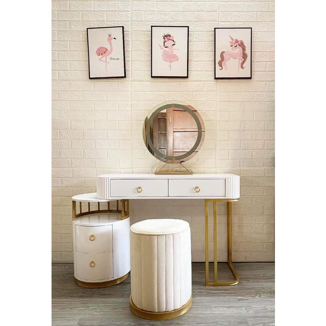 Bàn phấn trang điểm ⚡ HÀNG CAO CẤP ⚡ Bàn trang điểm phong cách Châu Âu, gương led cảm ứng