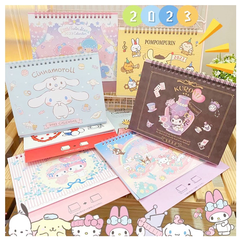 Lịch Để Bàn Năm 2023 Họa Tiết Hoạt Hình My Melody Cinnamoroll Hellokitty Kuromi Dễ Thương