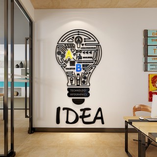  【DDM Sticker Dán Tường Tự Dính Họa Tiết Bóng Đèn 3D Bằng Acrylic Để Trang Trí Văn Phòng 