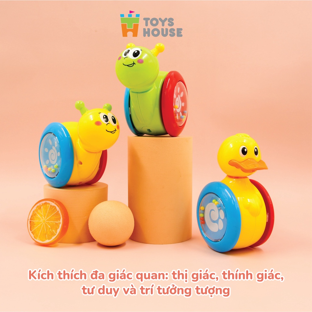 Đồ chơi lật đật gật gù có bánh xe cho bé Toyshouse 008-2 chú vịt vàng dễ thương - Tiêu chuẩn Châu Âu EN71 , chính hãng