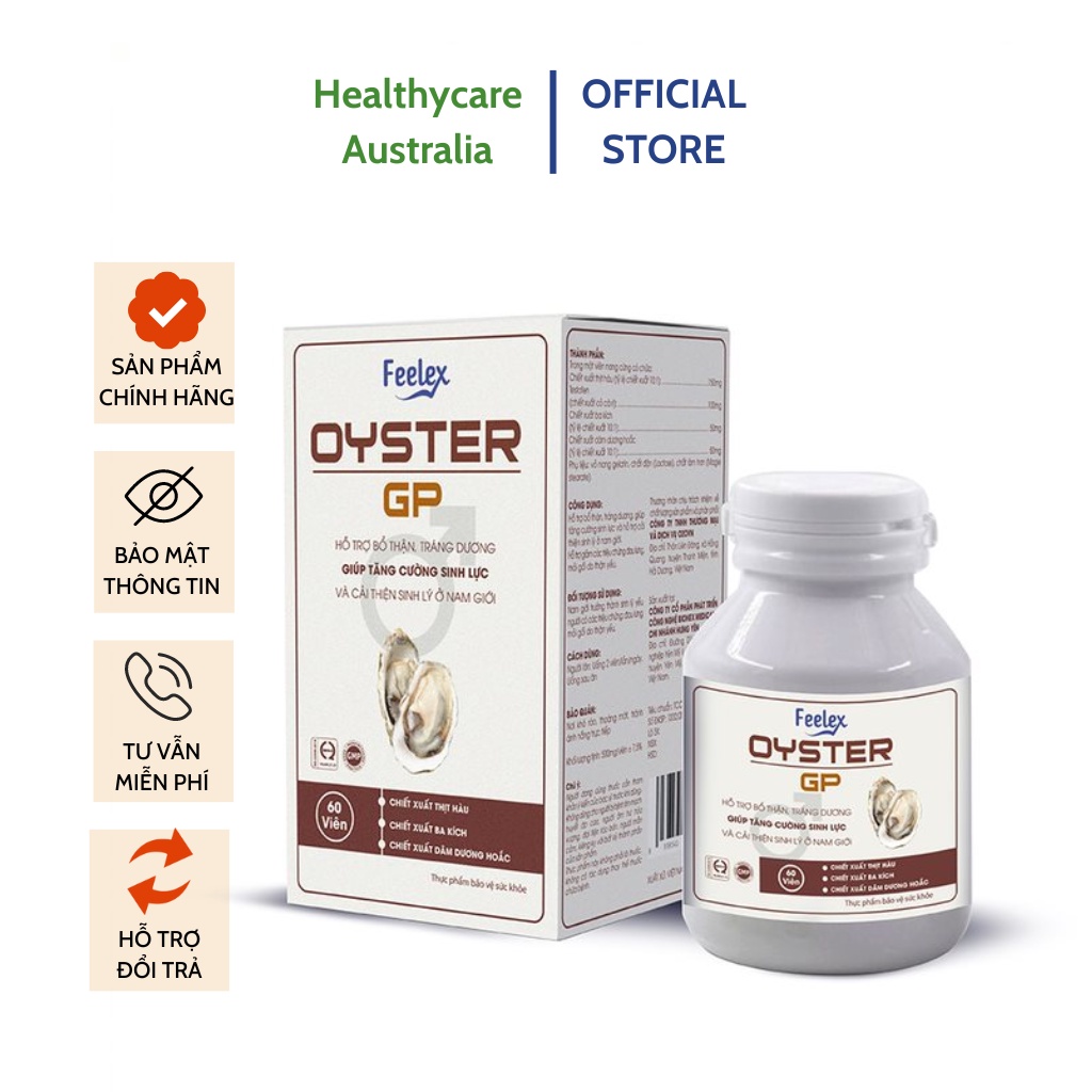 Tinh chất hàu biển Feelex Oyster GP tăng cường sức khỏe sinh lý nam giới - Hộp 60v
