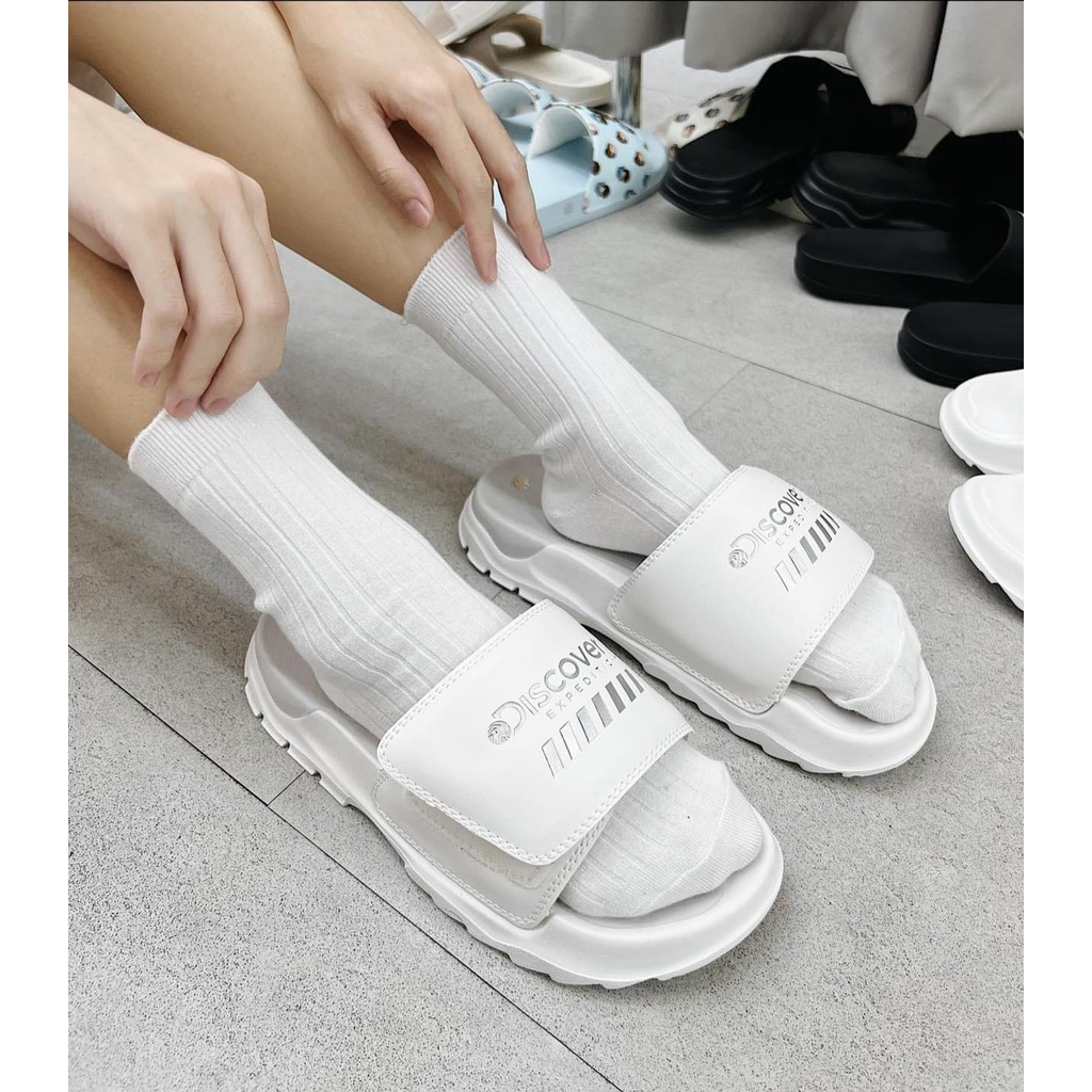 Dép Discovery - Trắng Phối Xám