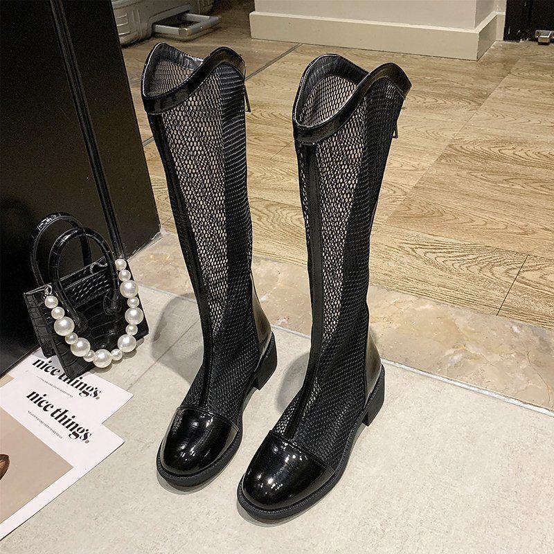 Giày Bốt Martin Bằng Da Mềm Phối Lưới Thoáng Khí Thời Trang Mùa Hè 2022