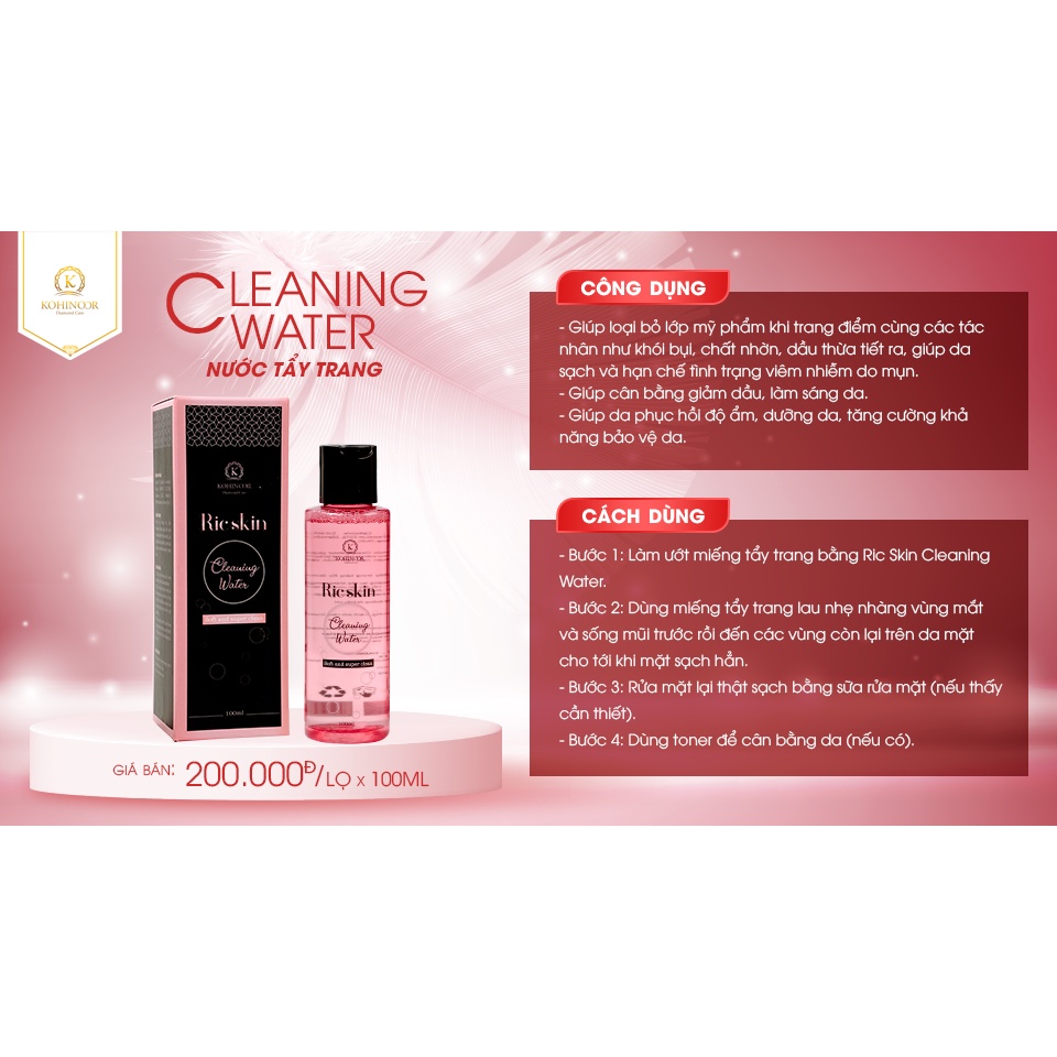 Nước tẩy trang RIC SKIN CLEANING WATER Kohinoor 100ml