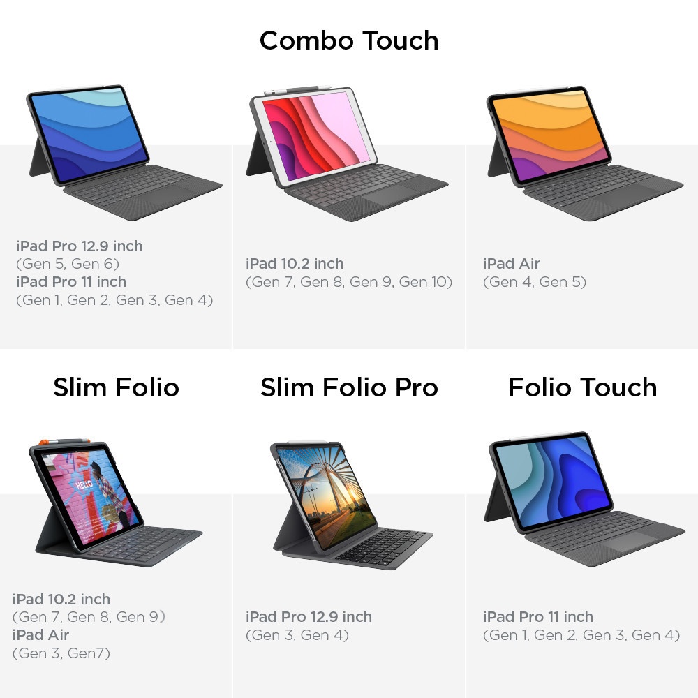 [Mã ELLOGIWL9]Bao da kèm bàn phím Logitech Combo Touch dành cho iPad Air Gen 4 & 5 -Backlit tháo rời, Trackpad siêu nhạy