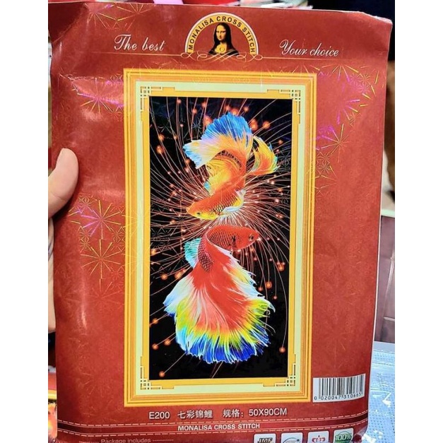 TRANH THÊU KÍN, THÊU 3D VŨ ĐIỆU SONG NGƯ E200 , MN0174