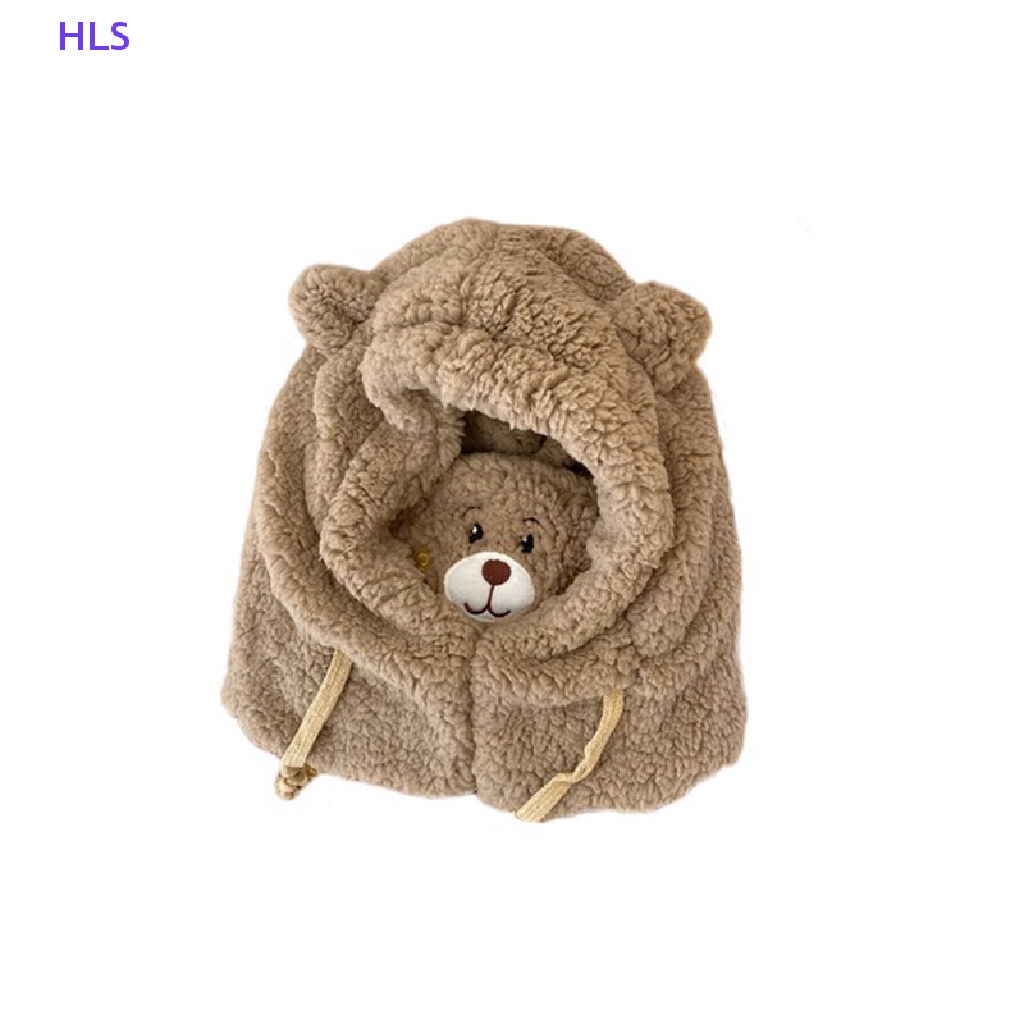 Mũ Trùm Đầu Kiêm Khăn Choàng Cổ Giữ Ấm Chống Gió Hình Tai Gấu Dễ Thương