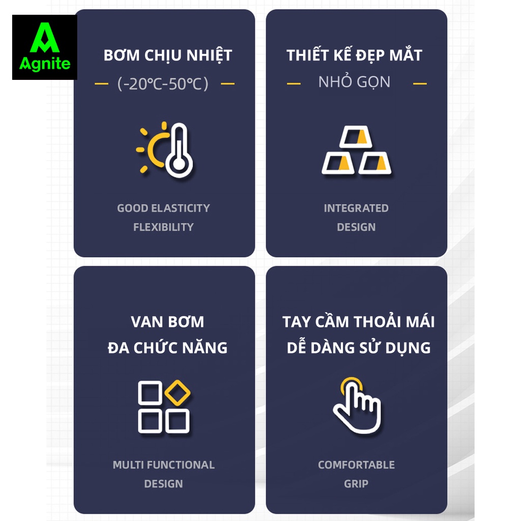 Bơm Xe Đạp Cầm Tay, Bơm Đạp Chân Deli Cao Cấp - Siêu Nhẹ, Nhỏ Gọn, Tiện Lợi, Dễ Dàng Di Chuyển - Áp Suất Cao - DL880006