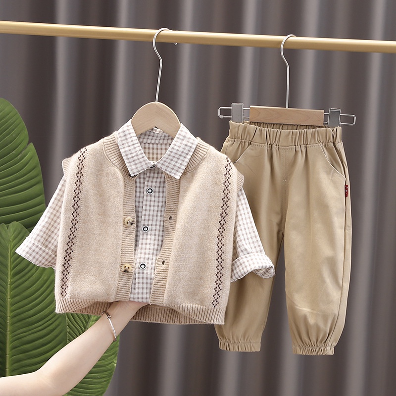 Bộ gile chất len cho bé trai phong cách Hàn quốc (10-20kg) - Áo khoác xịn xò, chất liệu dày dặn, thấm hút thân thiện vớ