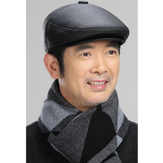 Mũ Da PU cao cấp có che tai, Nón beret nam trung niên tặng bố-da có che tai