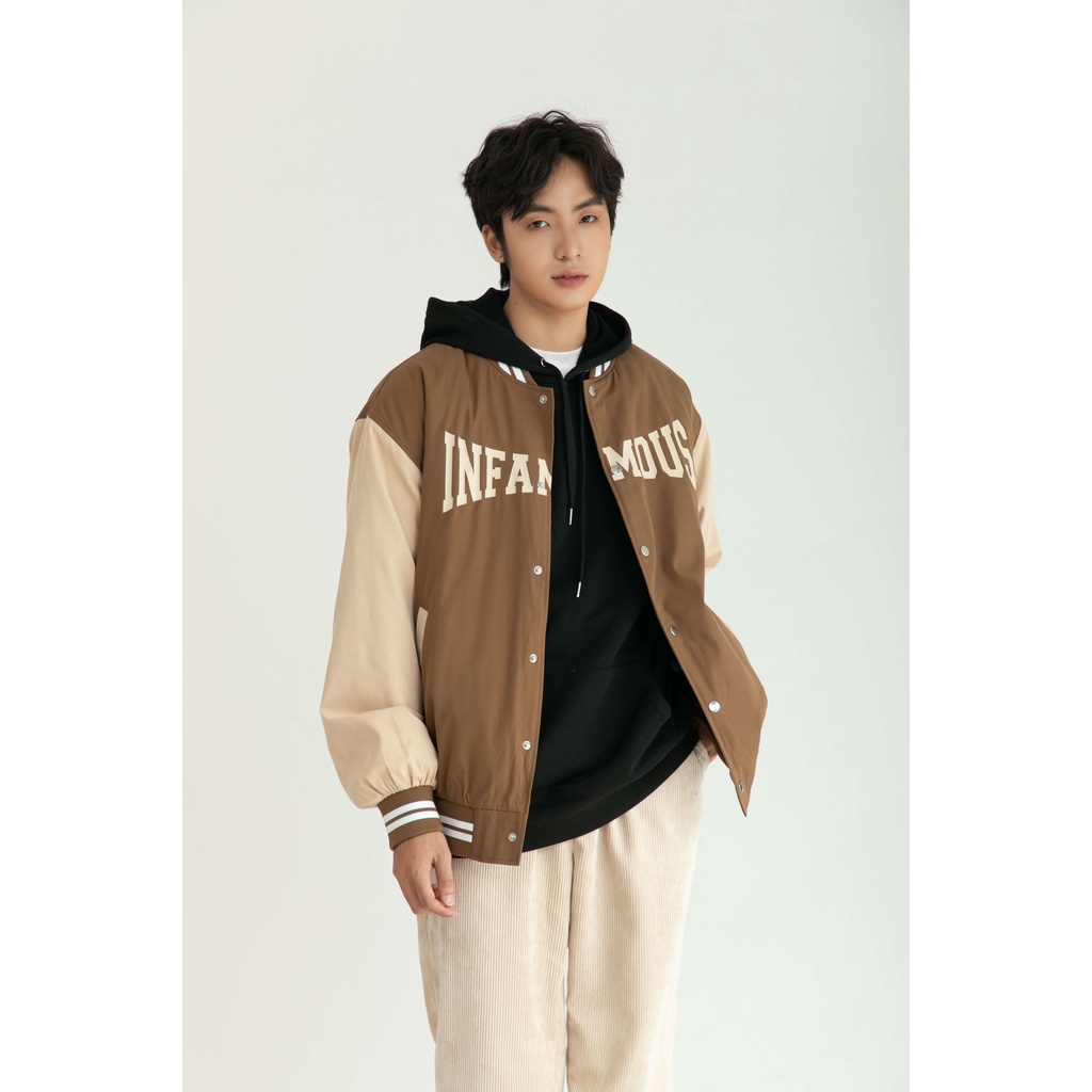 Áo Khoác Bomber Varsity Nam MANDO Vải Gió Phối Tay Form Rộng Phong Cách Unisex Thời Trang Hàn Quốc BOB010